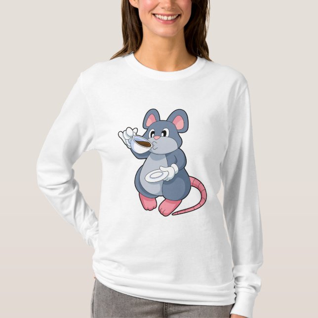Mouse with Coffee Cup T-Shirt (Front)