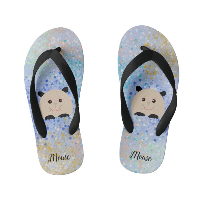 Mouse with Dotted Background for Kids Kid's Flip Flops (Footbed)