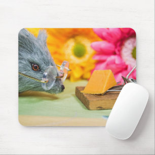 Mouse with Glasses and Cheese Pad