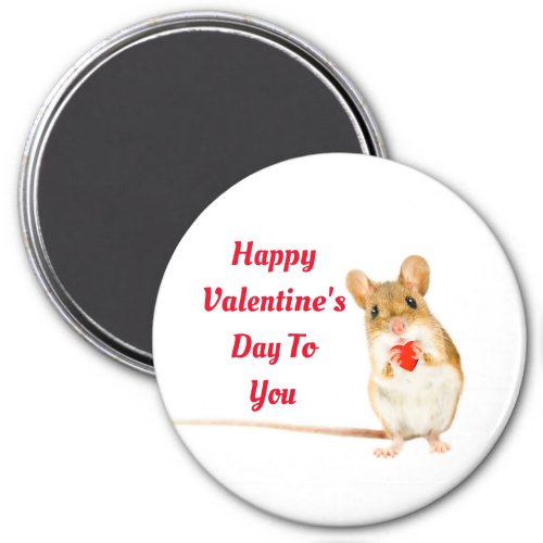 Mouse With Heart Circle Magnet