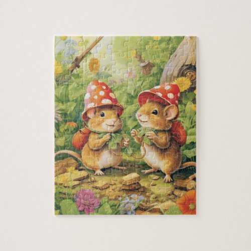 Mouse With Mushroom Hat Jigsaw Puzzle