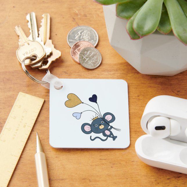 Mouse with party balloons keychain (Desk)