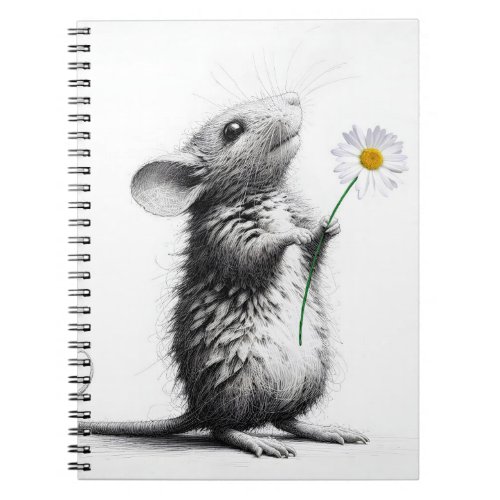 Mouse With White Daisy Notebook