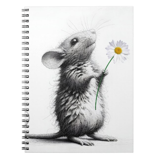Mouse With White Daisy Notebook (Front)