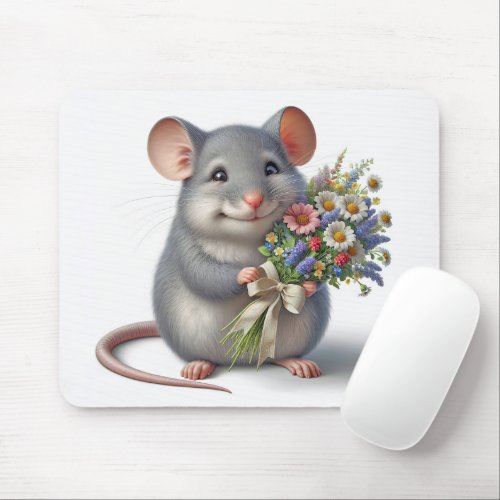 Mouse With Wildflower Bouquet Mouse Pad