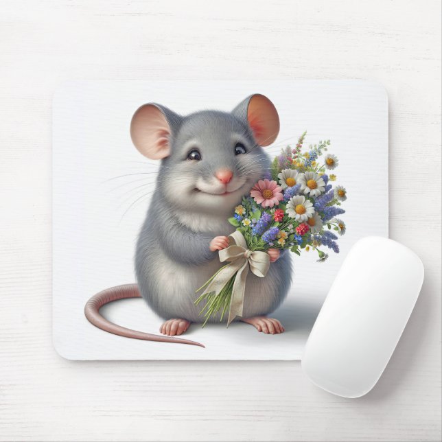 Mouse With Wildflower Bouquet Pad (With Mouse)