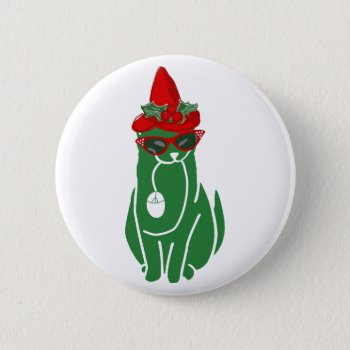 Mousebreath Christmas Cat Pinback Button by knichols1109 at Zazzle