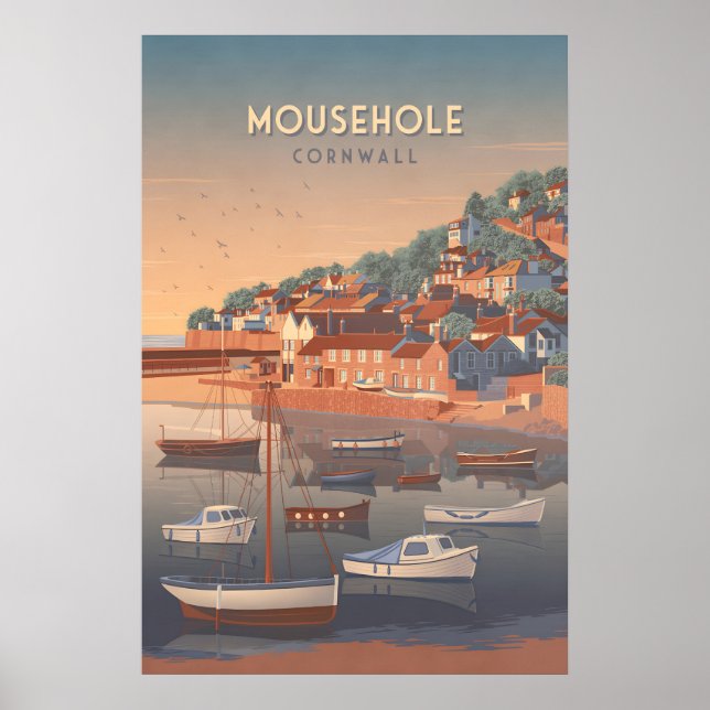 Mousehole Cornwall Travel Poster (Front)