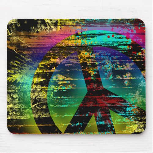 Mousemat Abstract Digital Graffiti Rainbow Peace Mouse Pad