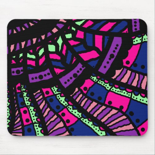 Mousemat Abstract doodle art hot pink purple blu Mouse Pad