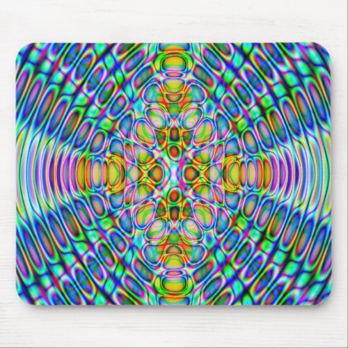 Mousemat Abstract Psychedelic Design Blue Gold Mouse Pad