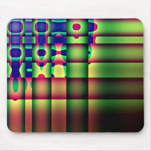 Mousemat Abstract Trippy Stripes Maroon Green Blue Mouse Pad