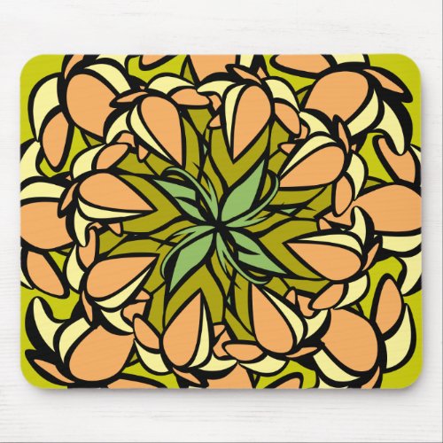 Mousemat Droopy Floral Design Peach Yellow Mouse Pad