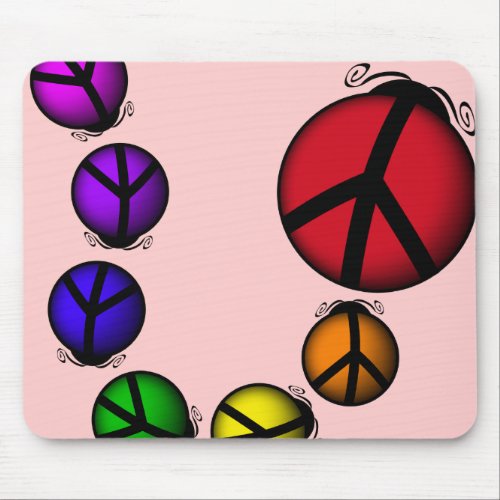 Mousemat Ladybug Peace Rainbow Colors Customizable Mouse Pad