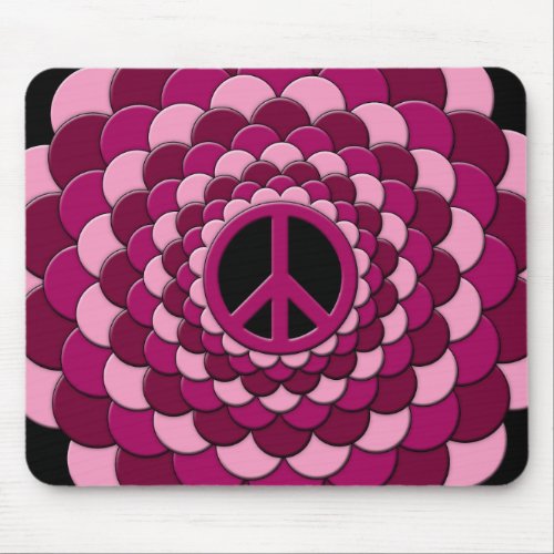 Mousemat Peace Flower Cyan Blue Pink Mouse Pad