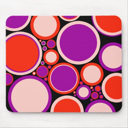 Mousemat retro dots purple red pink black mouse pad