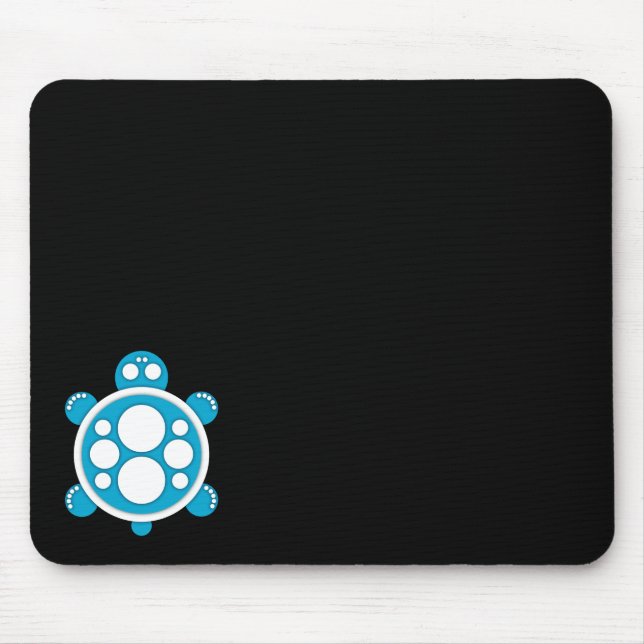 Mousemat, round turtle, sky blue white black mouse pad (Front)