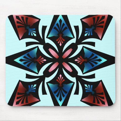 Mousemat Spearhead Flower Blue Red Black Mouse Pad