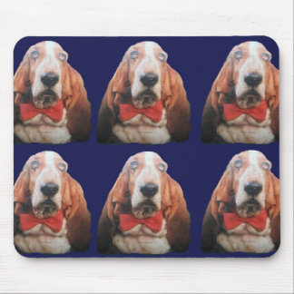 Mousemat With Basset Hounds Red Bow Tie Mouse Pad