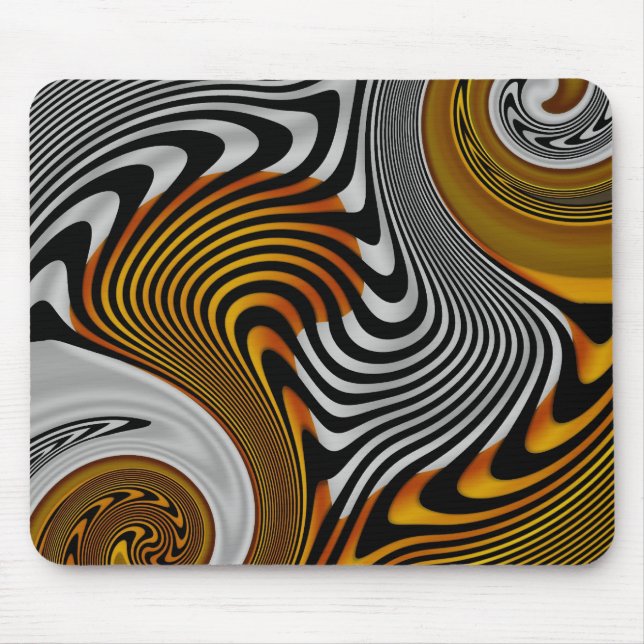 Mousepad Abstract Orange Black Silver Design (Front)