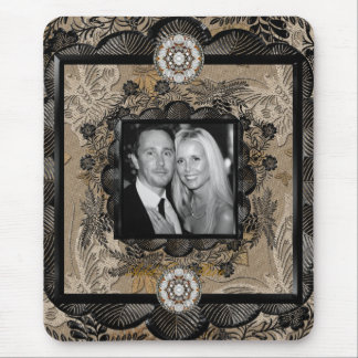 Mousepad Add Photo Black Brown Lace Frame