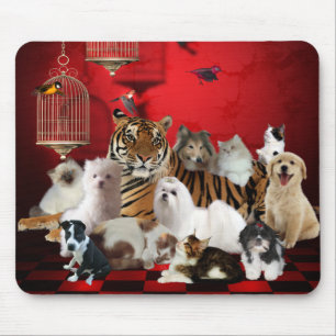 Mousepad Animals Tiger Cats Dogs 3