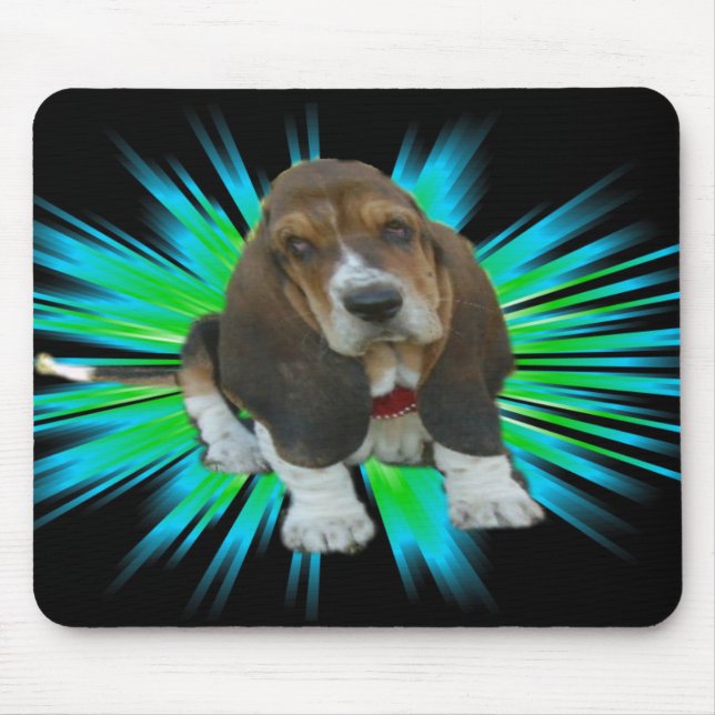 Mousepad Baby Basset Hound Sheldon (Front)