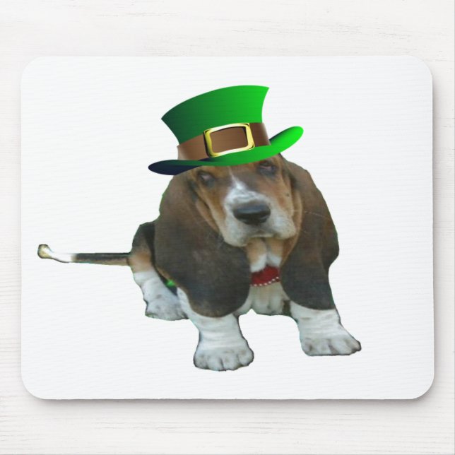 Mousepad Basset Hound Happy St. Patrick's (Front)