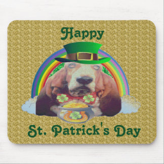 Mousepad Basset Hound Happy St. Patrick's Day