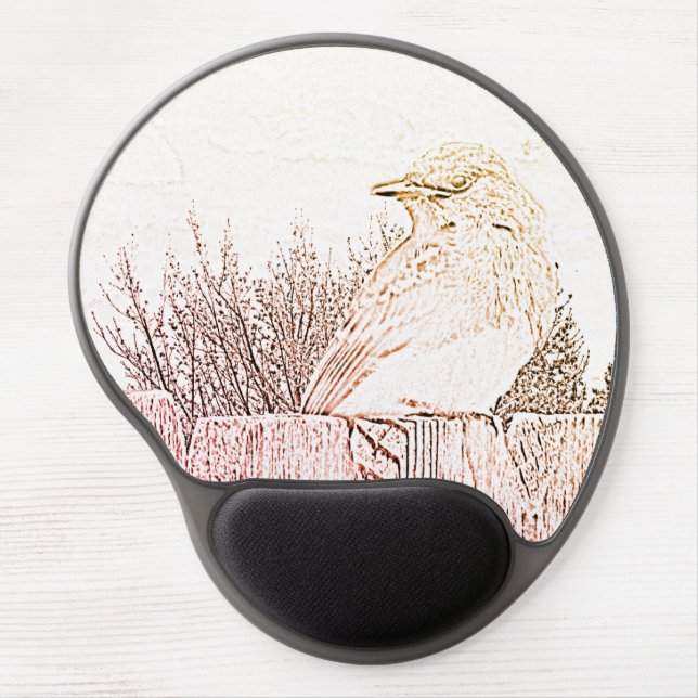 Mousepad - Bird on Wooden Fence (Front)