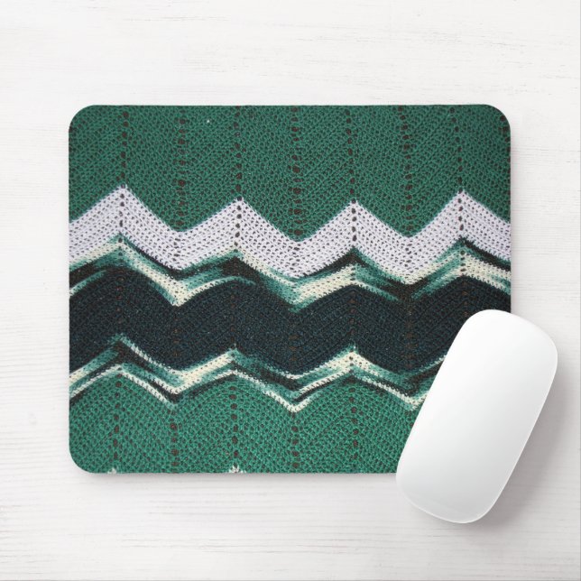 Mousepad - Chevron Pattern in Greens (With Mouse)