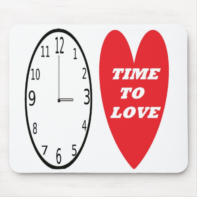 Mousepad Clock WithRed Heart Time To Love (Front)