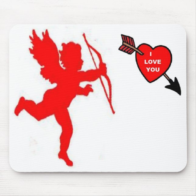Mousepad Cupid and Heart Red (Front)