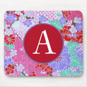 MOUSEPAD CUSTOM INITIAL JAPANESE FLORAL PATTERNS