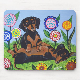 Mousepad Dachshunds Playing