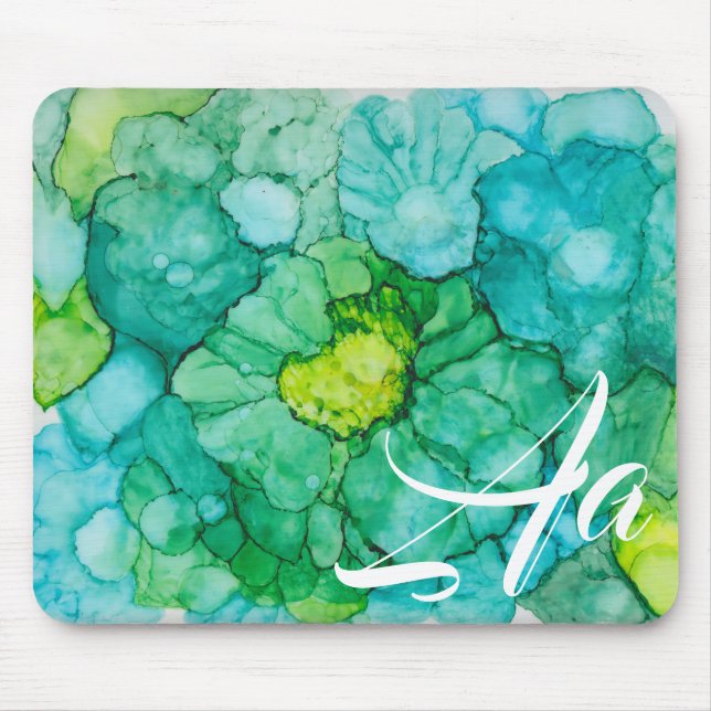 Mousepad "Floral Alcohol Ink Painting" (Front)