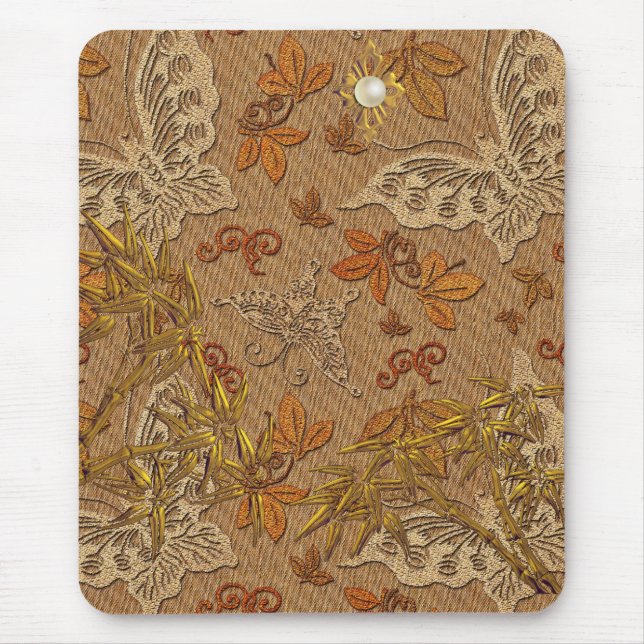 Mousepad Gold Beige Butterfly 2 (Front)