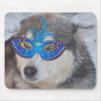 Mousepad Husky Blue Eyes Mardi Gras Mask