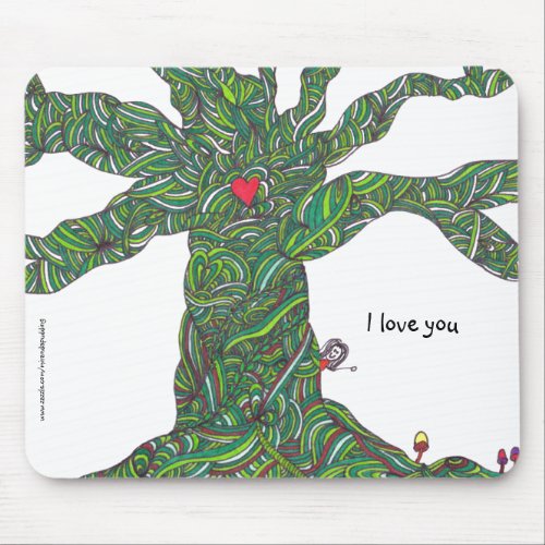 Mousepad _ I love you _ tree with character