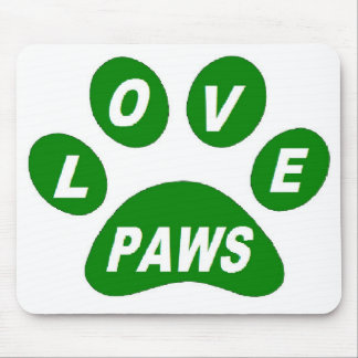 Mousepad Love Paws on Paws Green