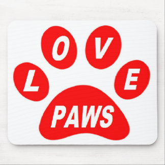 Mousepad Love Paws on Paws Red