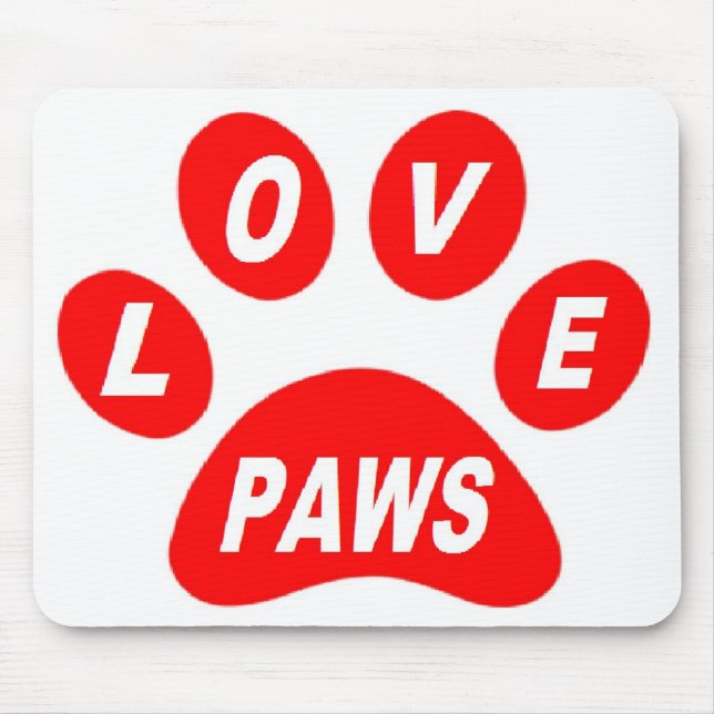Mousepad Love Paws on Paws Red (Front)