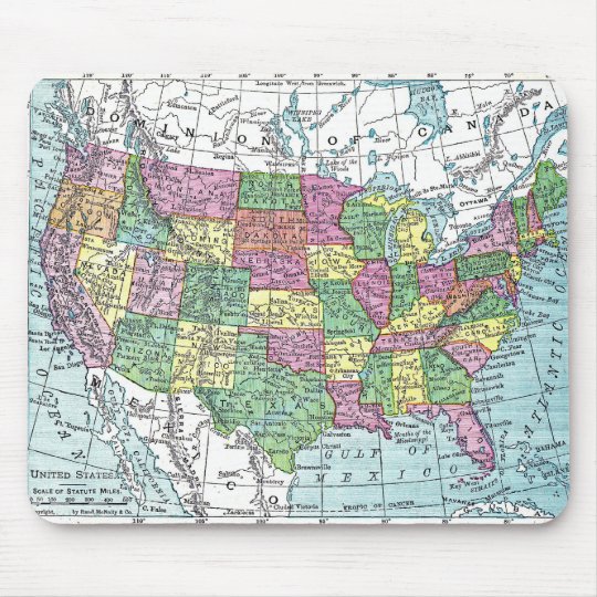 Mousepad Map of United States, 1921 Mouse Pad