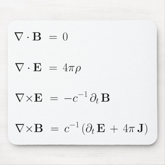 Mousepad, Maxwell's equations, white Mouse Pad (Front)