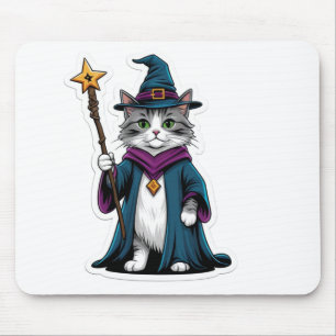 Mousepad Mini wizard cat with magical staff