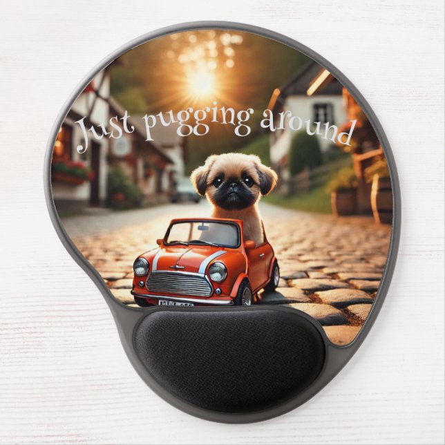 Mousepad Mops im Mini Morris (Front)