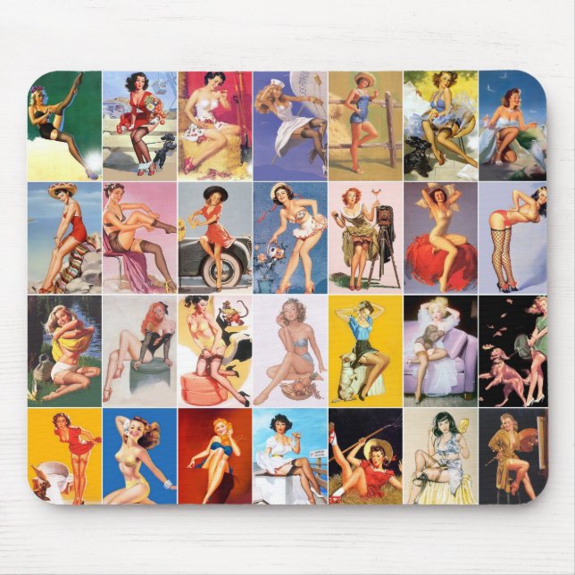 Mousepad Pin up Girls Art Vintage Retro Collage (Front)