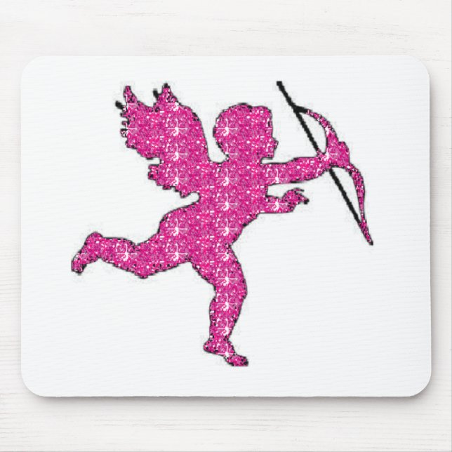 Mousepad Pink Cupid on White (Front)