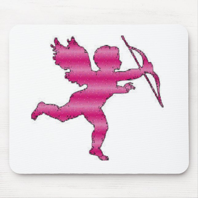 Mousepad Pink Cupid on White (Front)