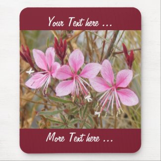 Mousepad - Pink Flowers with text